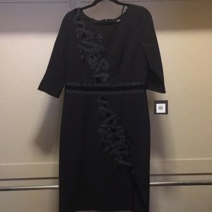 Black Ellen Tracy Dress with Ribbon Detail